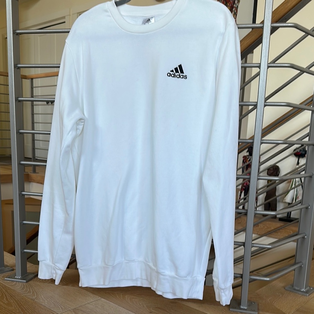 Adidas White Crewneck Sweatshirt LT. In EUC!